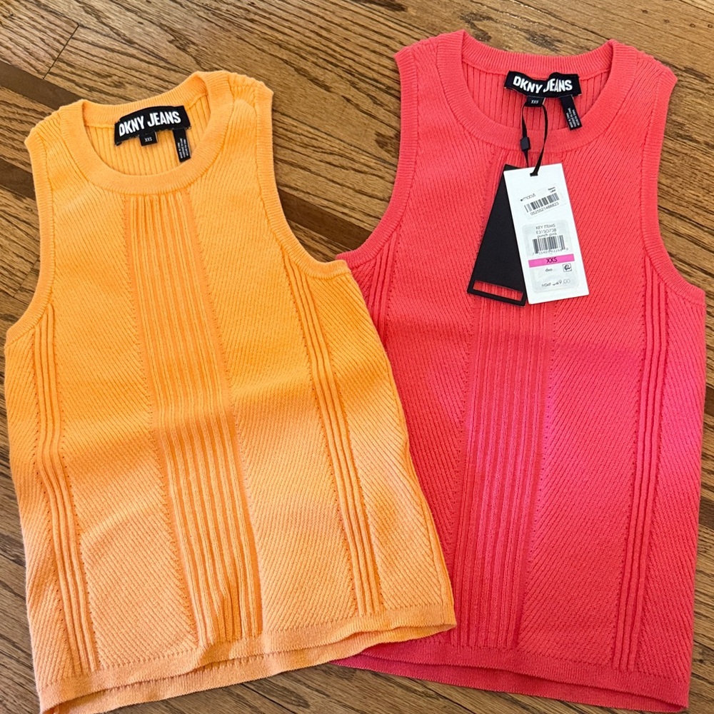 DKNY Kids Tank Tops - Vibrant Orange and Pink